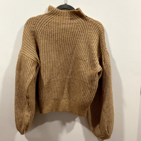 Scoop Sweaters - NWT Scoop Women's Cozy Mock Neck Sweater Balloon Sleeves Gray Brown Size Small